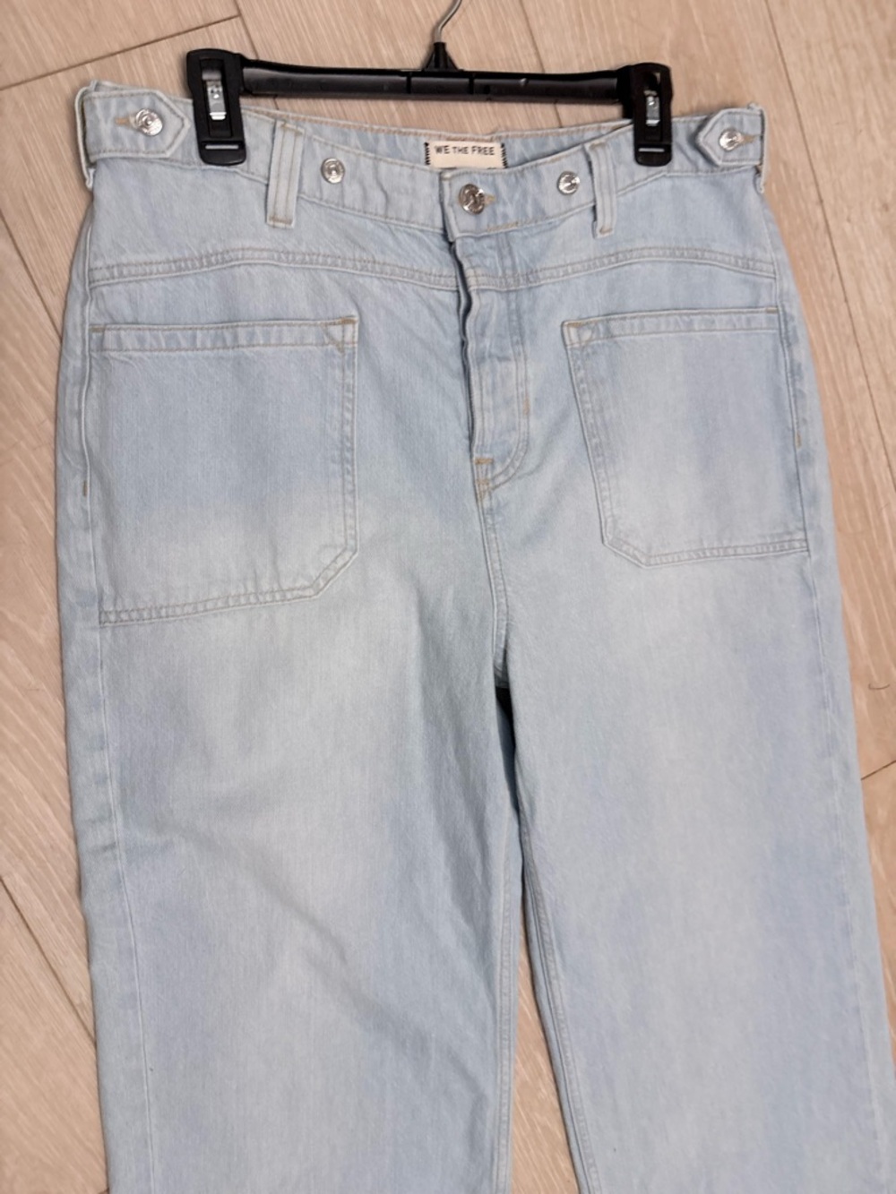 We The Free Pale Blue High-Rise Straight Jeans